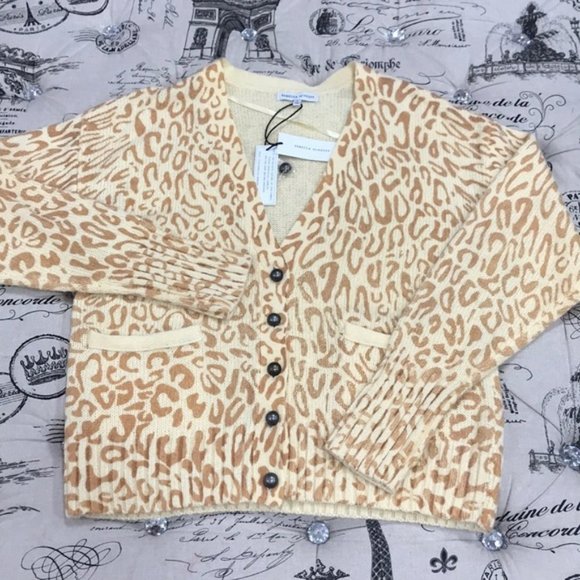 🔥 REBECCA MINKOFF Kerry Leopard Print Cardigan - Picture 6 of 7